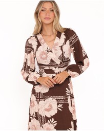 Petal & Pup - Safia Midi Dress - Brown Floral