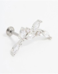 Lovisa - Stainless Steel Cubic Zirconia Curved Vine Single Flat Back Stud