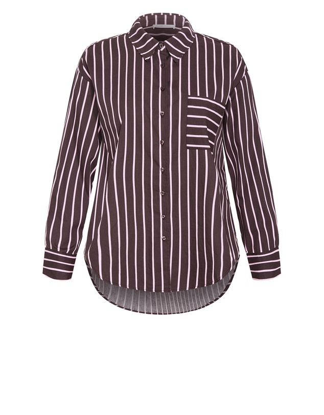 City Chic - Plus size Stassi Stripe Cotton Shirt - espresso