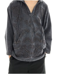 THE TALES - Textured Flower Embroidered Hooded Jacket