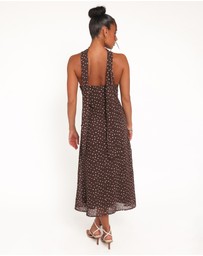 Petal & Pup - Elva Halterneck Midi Dress - Brown Polka Dot