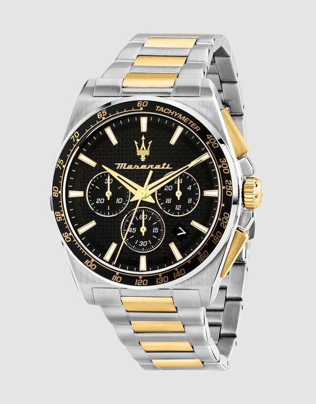 Maserati - Maserati Velocita 43mm Chrono Black Dial Two Tone Stainless Steel Strap Watch