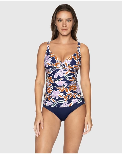 Nip Tuck Swim - Navy Petal Precision Kayanne Tankini Top