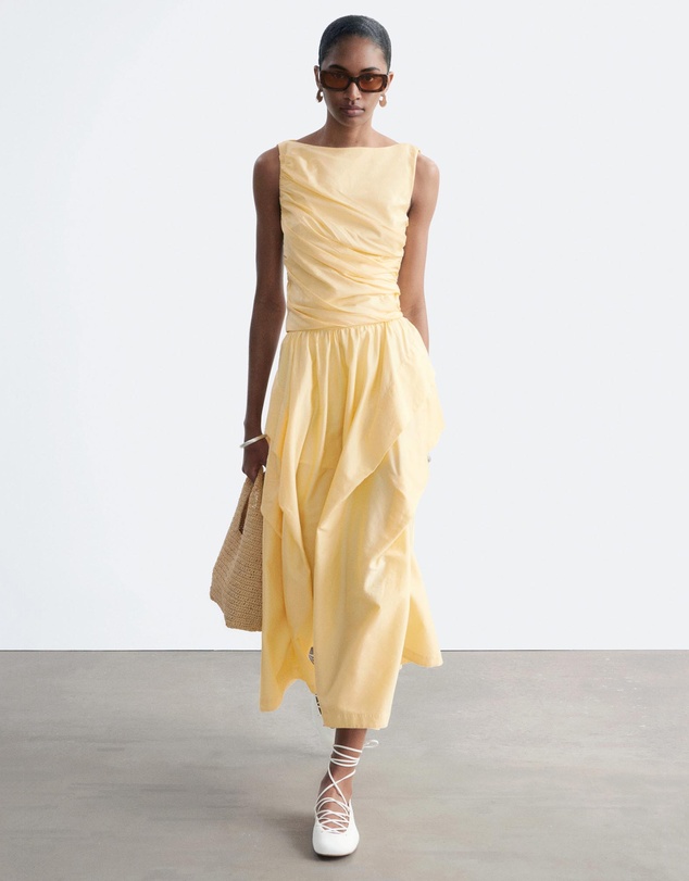 & Other Stories - Gathered Cotton Midi Skirt
