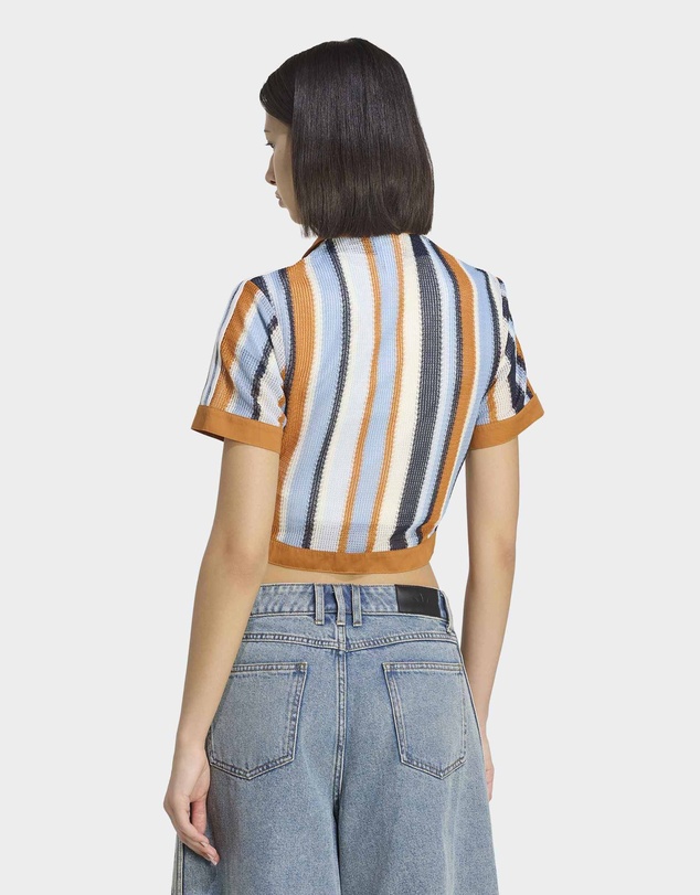 adidas Originals - ADIDAS ORIGINALS SUMMER GLOW STRIPED CROPPED POLO Womens