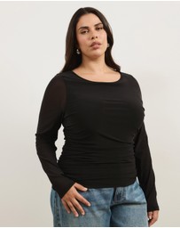 Atmos&Here Curvy - Audrey Long Sleeve Mesh Top