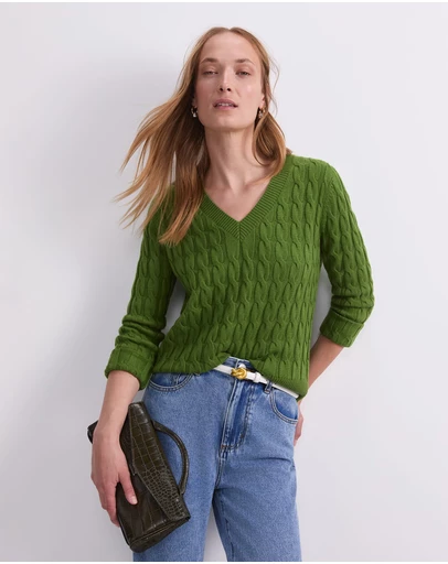 Sportscraft - Merino Cable V Neck Sweater