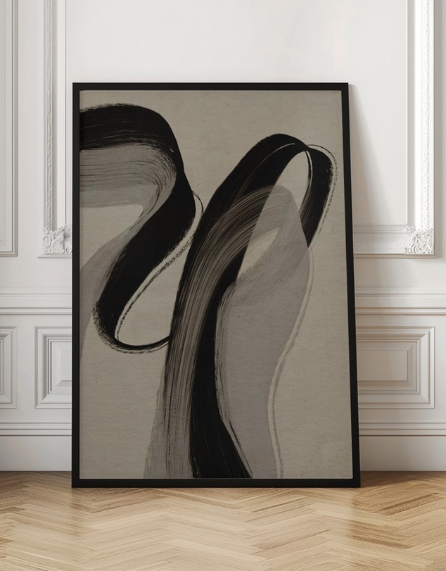 Olive et Oriel - Gray And Black Strokes No 5 by Treechild Art Print