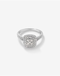 Michael Hill - 0.65 Carat TW Cushion Cluster Halo Diamond Ring in 10kt White Gold