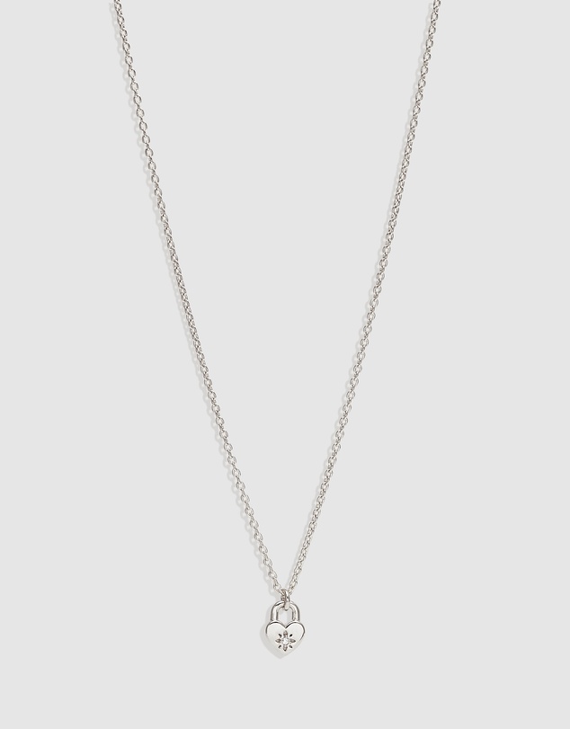 By Charlotte - Crystal Lotus Heart Padlock Necklace