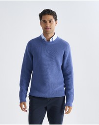 3 Wise Men - 3 Wise Men Drake Crew Neck Wool Blend Knit - Vintage Blue