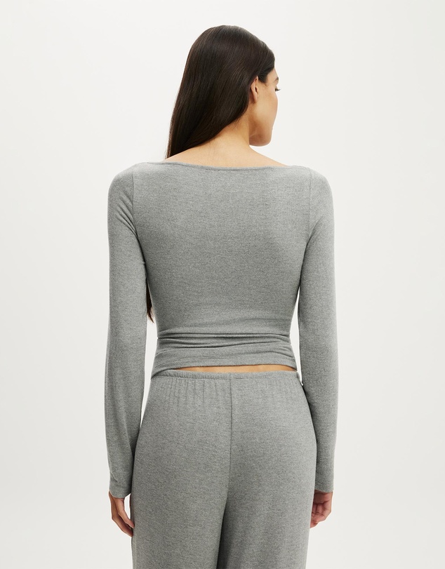 Cotton On Body - Super Soft Boat Neck Henley Long Sleeve