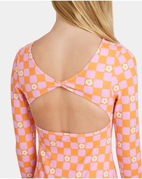 Roxy - Girls 8 to 16 Flowe Check One Piece Rash Vest
