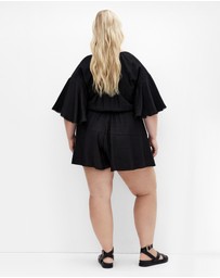 City Chic - Plus Size Harlow Lace Playsuit - black