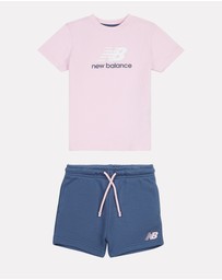 New Balance - Stacked Logo Tee & French Terry Short Set