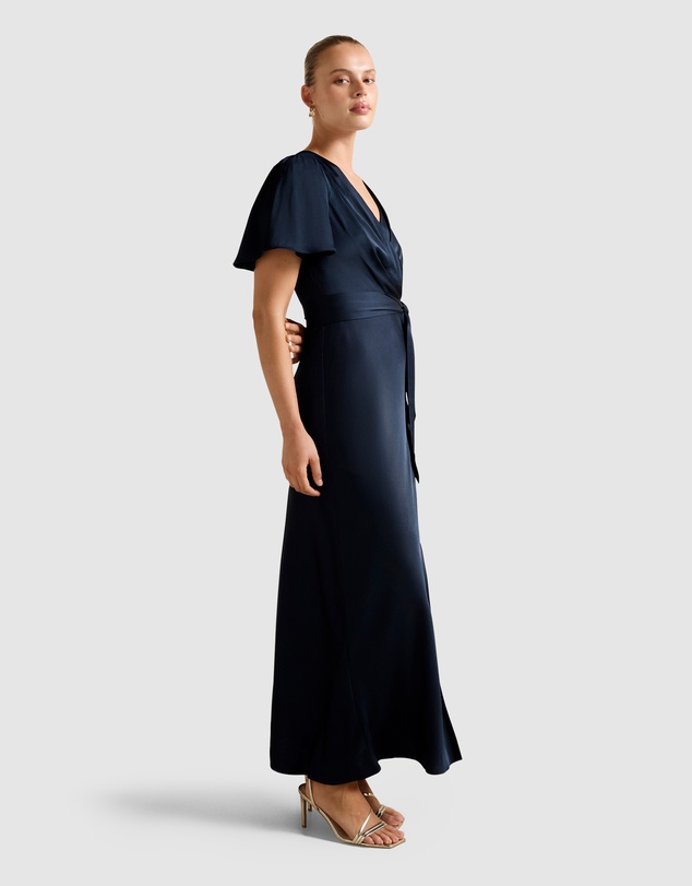 Forever New - Chelsea Flutter Sleeves Satin Maxi Dress