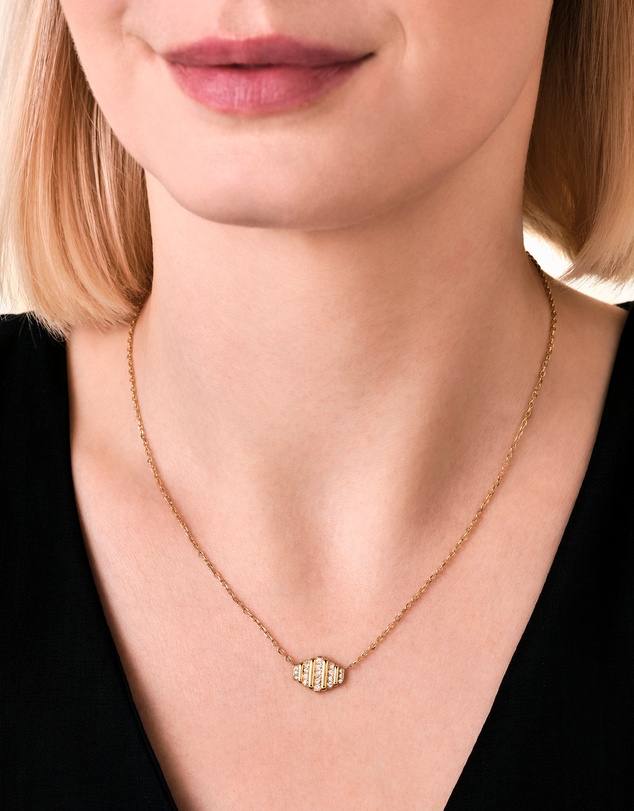 Rosefield - Striped Pavé Crystal Gold-Tone Necklace