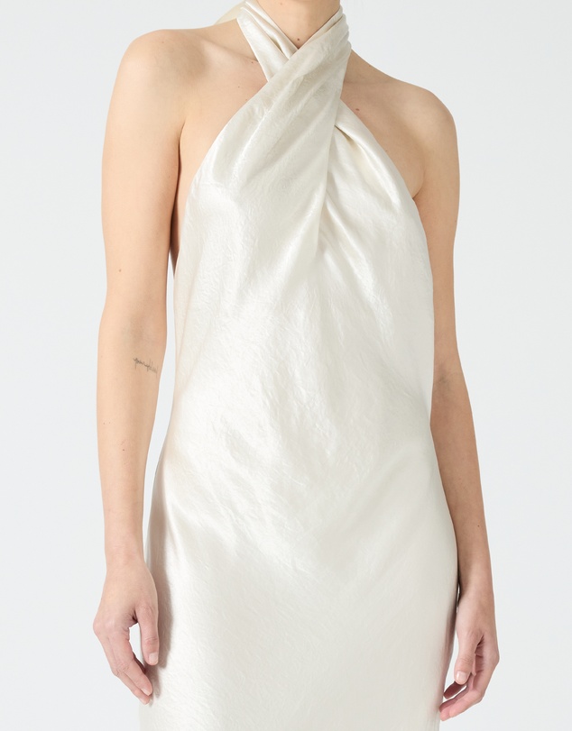 Third Form - Crush Wrap Neck Floor Length