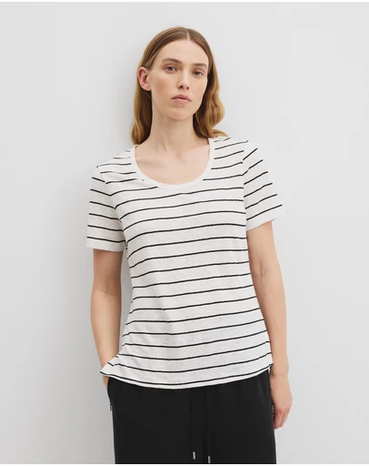 Country Road - Organically Grown Linen Stripe Scoop Neck T-shirt