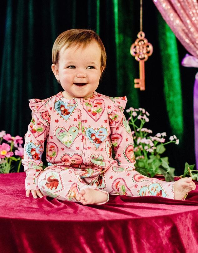 Fleur Harris - 'Woodland Love' Precious Frill Coverall in Sweet Peach