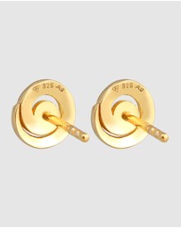 Elli Jewelry - Earrings Ear Studs Spiral Geo Sparkling with Crystals in 925 Sterling Silver Gold Plated