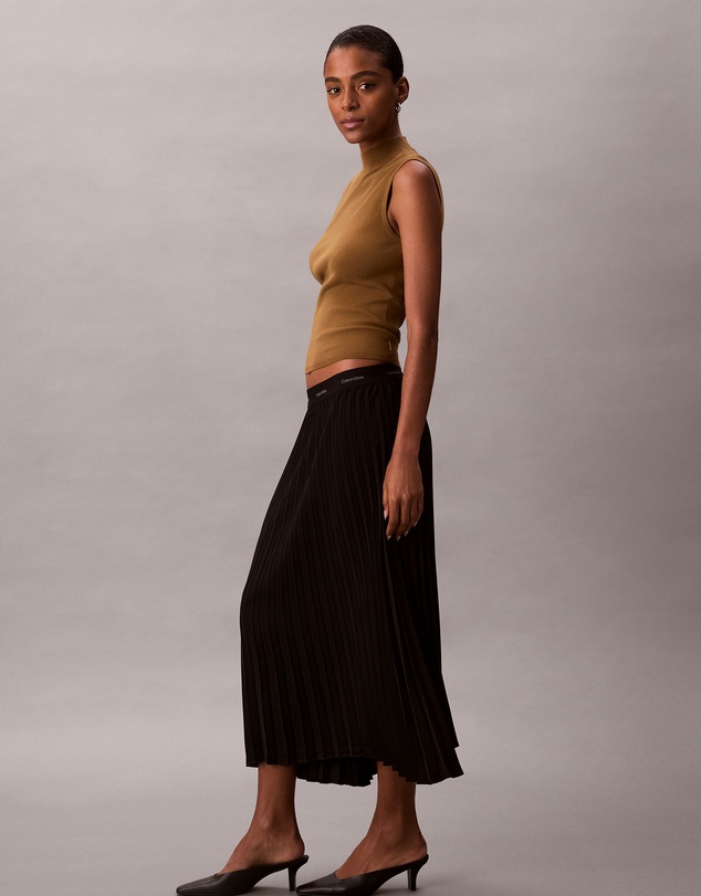 Calvin Klein - Pleated Crepe Midi Skirt