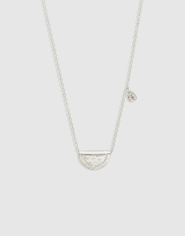By Charlotte - Silver Lotus Birthstone Necklace - February