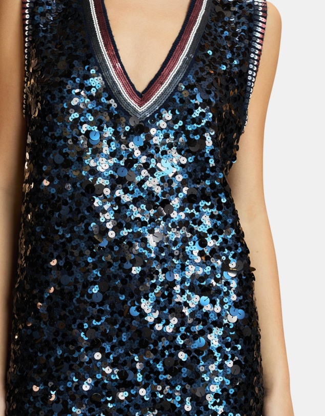 Cynthia Rowley - Sequin V-Neck Mini Knit Dress