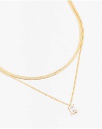 Lovisa - Gold Plated Baguette Snake Pendant Layered Necklace