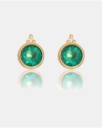 Georgini - Natural Green Agate And Two Natural Diamond May Gold Earrings