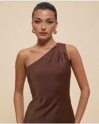 CHANCERY - Hallie Satin One Shoulder Drape Maxi Dress