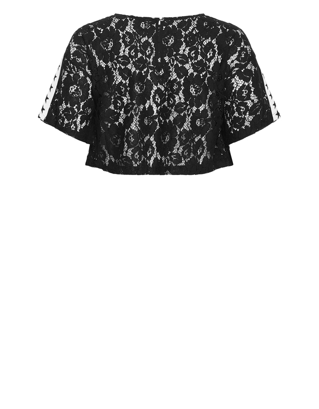 City Chic - Plus size Star Lace Crop Top - black