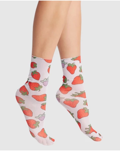 High Heel Jungle - Retro Sheer Strawberry Fields Sock