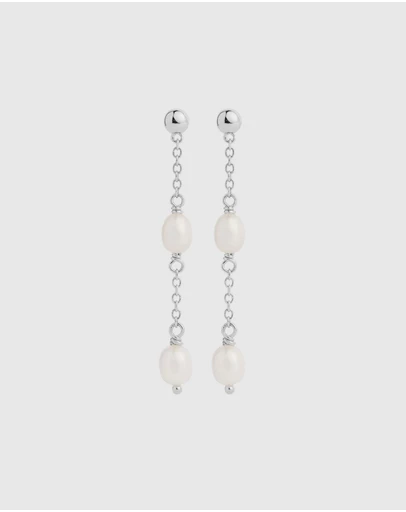Najo - Tidal Whisper Silver Double Pearl Earring