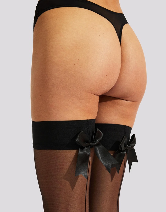 Ann Summers - Plain Top Seamed Bow Back Hold Ups
