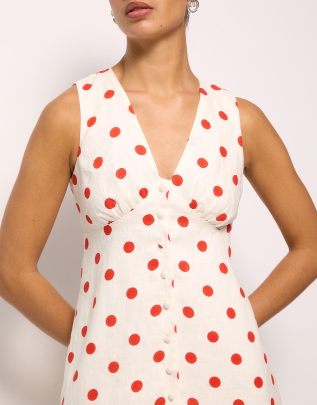 AERE - Ava Polka Dot Linen Mini Dress