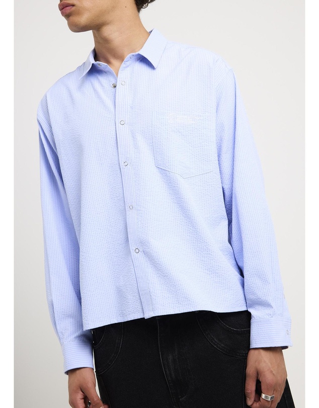 Black Noise White Rain - Crinkle Long Sleeve Shirt