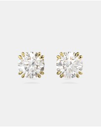 Swarovski - Stilla stud earrings, Round cut, White, Gold-tone plated