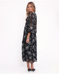 Petal & Pup - Mavis Long Sleeve Maxi Dress - Black Floral