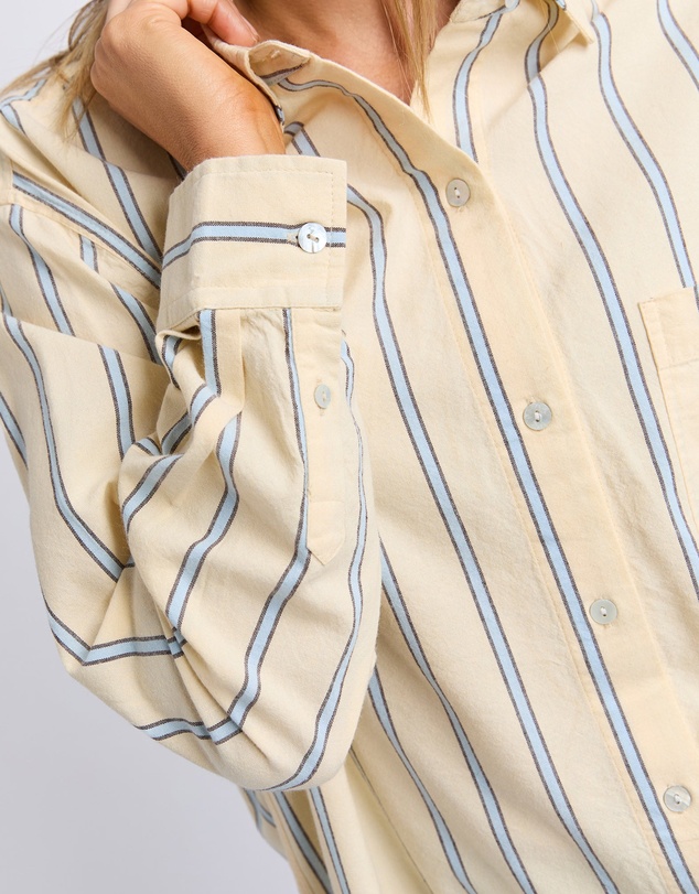Foxwood - Sadie Shirt Lemon/Blue/Coffee Stripe