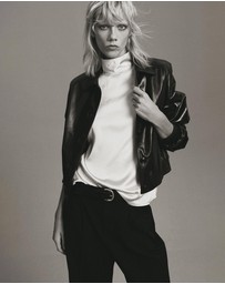 M.N.G - High Collar Satin Blouse