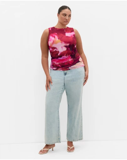 City Chic - Lidia Ruched Print Top