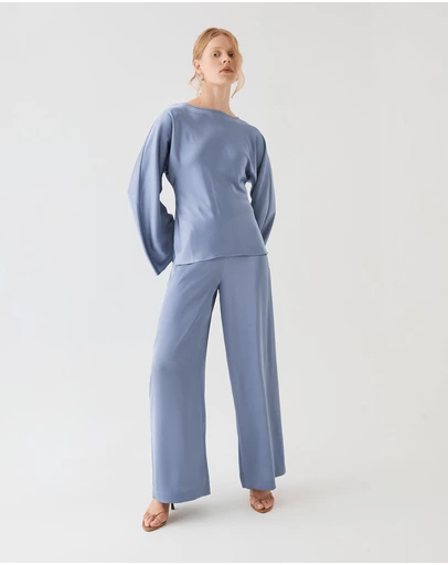Forcast - Asma Satin Wide Leg Pants
