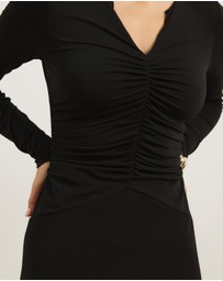 Atmos&Here - Lou Zip Long Sleeve Maxi Dress With Rouching