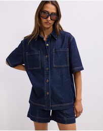 The Fated - Reese Oversized Short Sleeve Denim Shirt