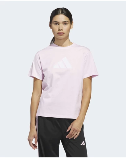 adidas Sportswear - TEXTURED GINGHAM BIG LOGO GRAPHIC T-SHIRT Womens