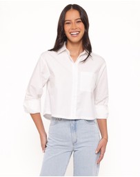 Petal & Pup - Bronagh Cropped Button Up Shirt - White