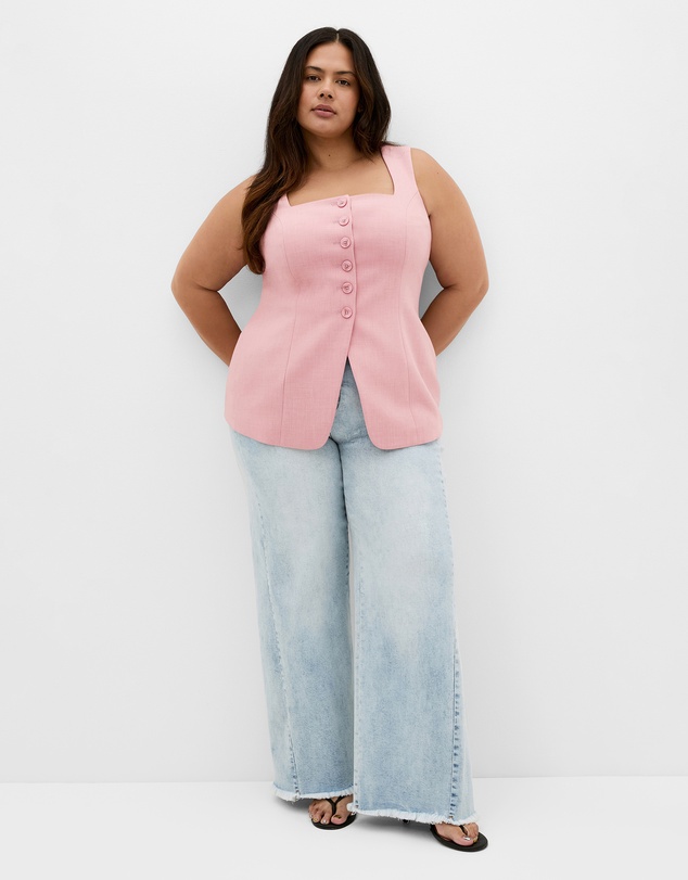 City Chic - Plus size Imogen Vest - baby pink