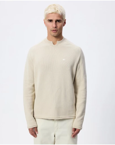 Emporio Armani - Notch Neck Embroidered Logo Pullover