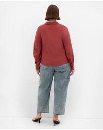 City Chic - Isabella Long Sleeve Tie Front Shirt
